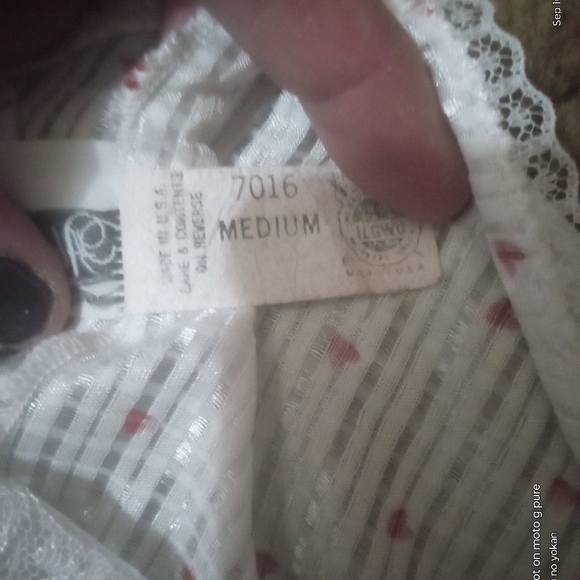 Vintage Alana Gale Lace Teddy Romper White with Red Hearts and Ribbons M - Picture 6 of 8